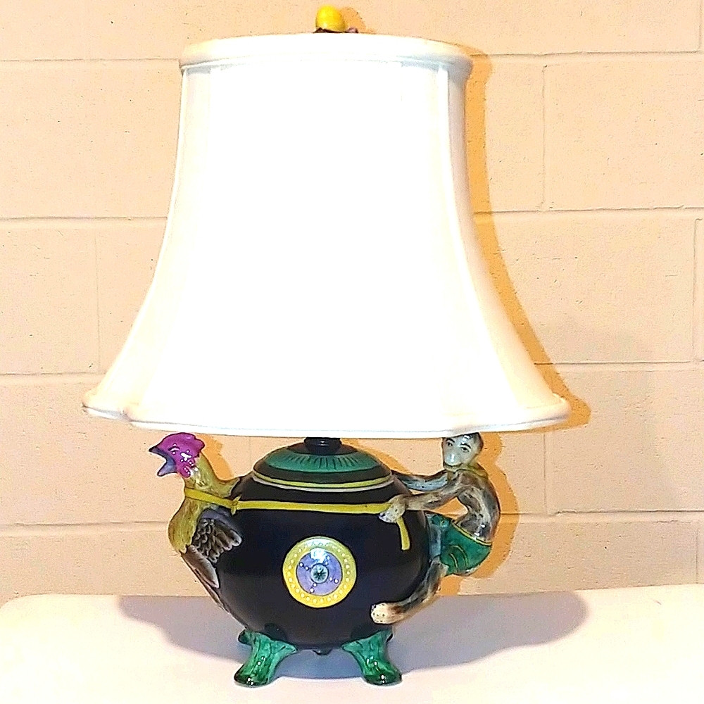 Cockerel & Monkey Teapot Lamp